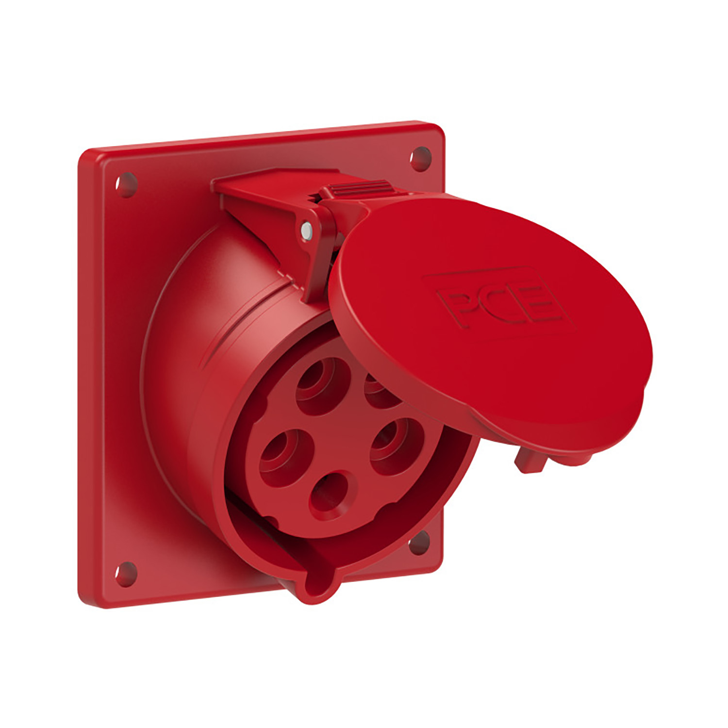 103211 CEE inbouw wcd schuin 32A 5p 400V 6h rood IP44 flens 92x100mm steek 77x85mm