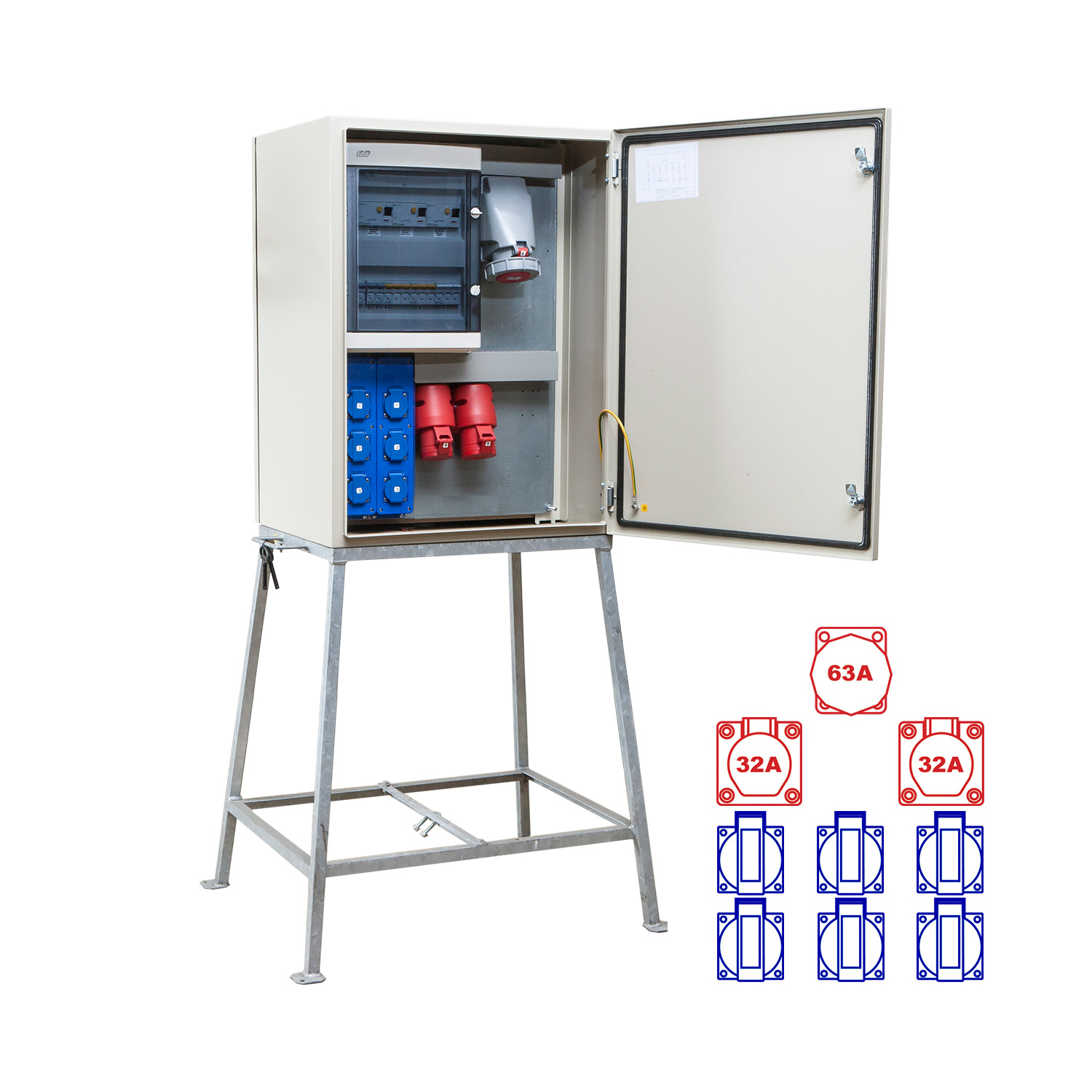 104497 kWh-meterkast 63A 1x63/5 1x32/5 1x32/4 6xSchuKo