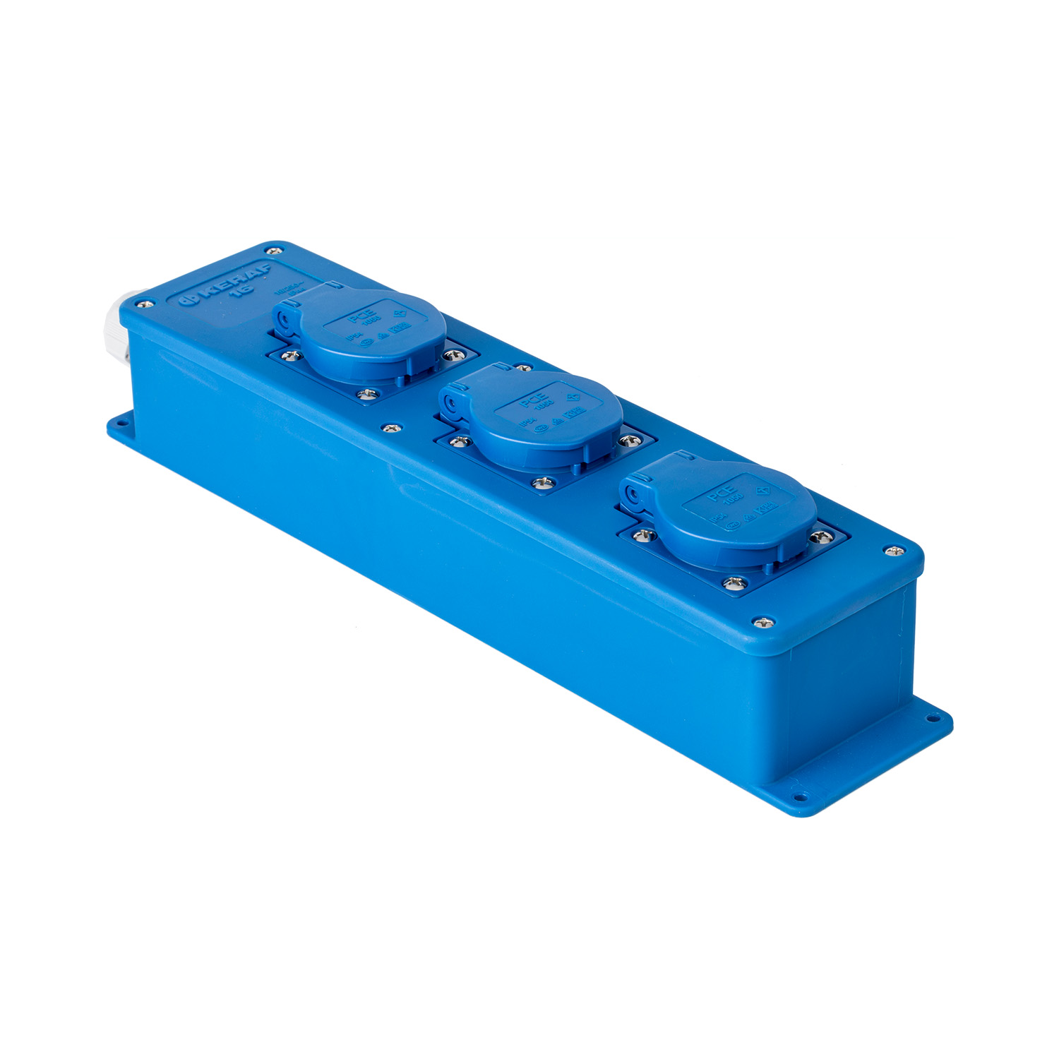 104468 Snoercentrale 3-voudig 16A 250V~ randaarde blauw