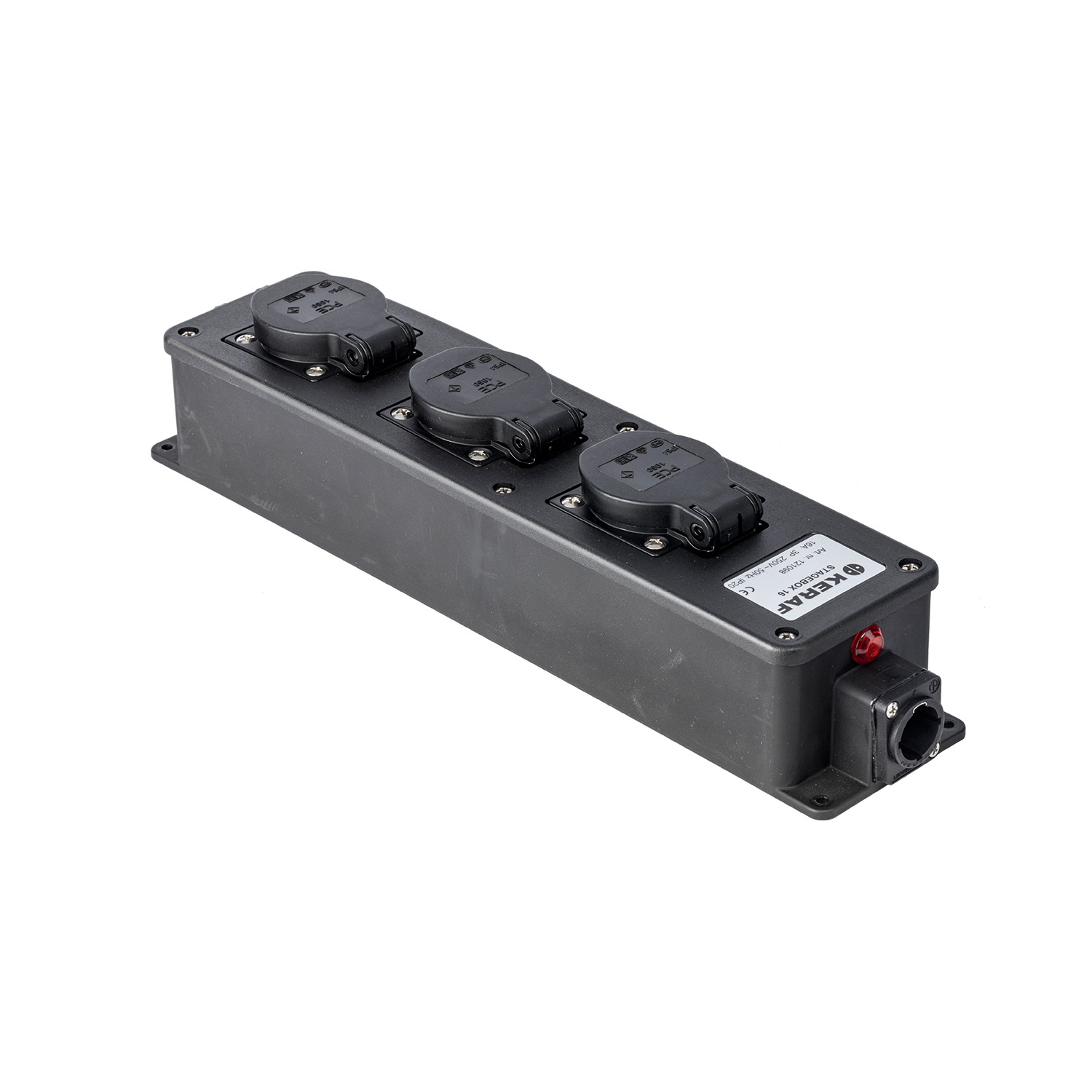 Stagebox PowerCON >3-voudig SchuKo doorlus blauw-in grijs-out LED zwart detail 29